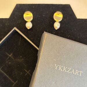 YKKZART Gold Pearl Drop Earrings Gift Boxed
